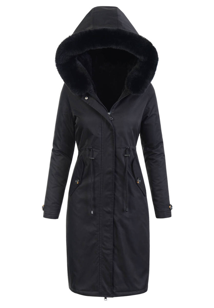 Damska Parka Kurtka Zimowa Czarna