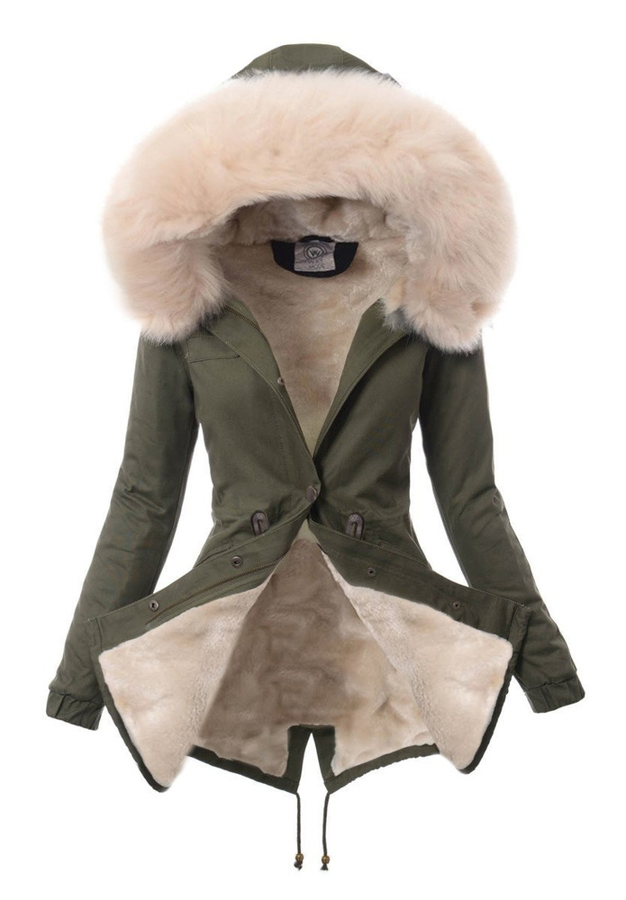Damska Parka Kurtka Zimowa Futro Zielona