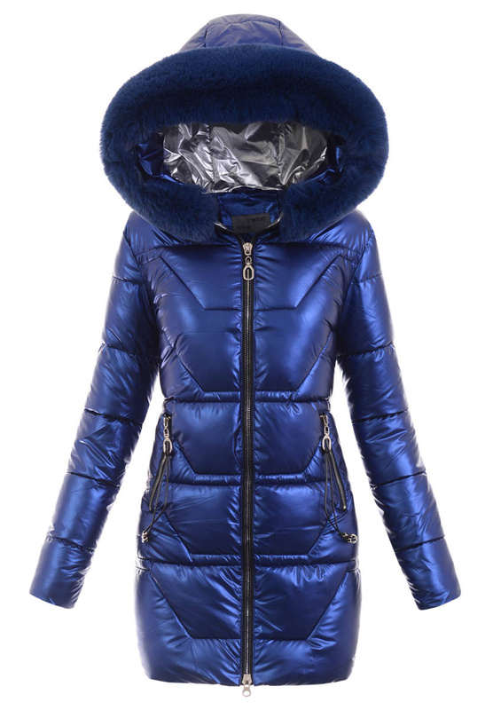 Damska Zimowa Ortalionowa Kurtka Granatowa