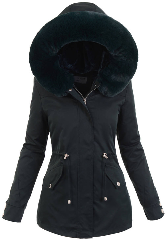 Damska Kurtka Parka Angelika Butelkowo Zielona