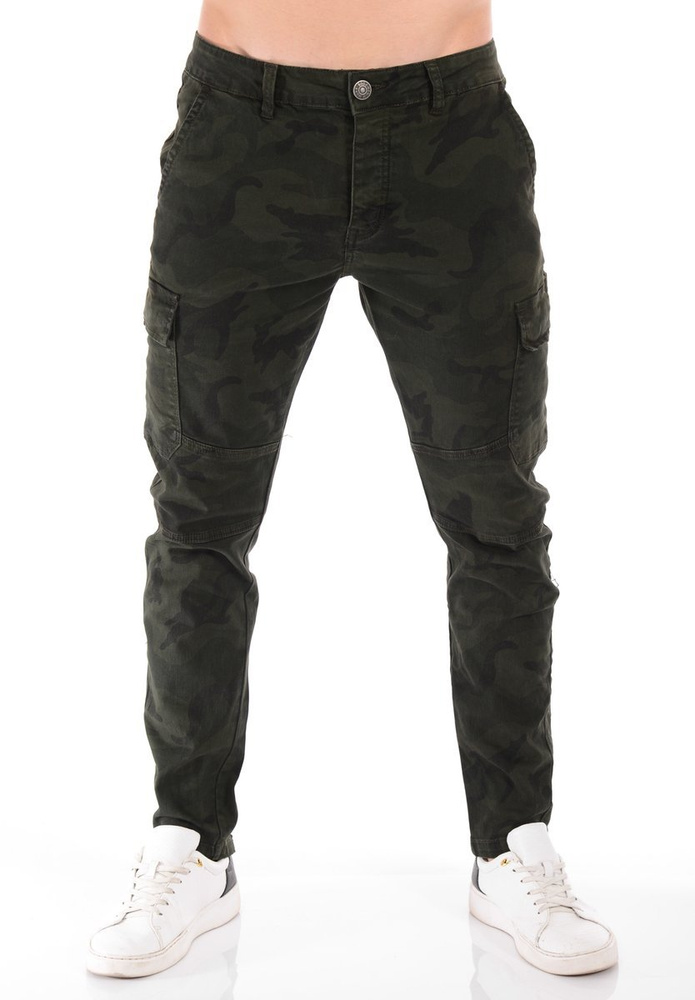 Męskie Spodnie Suwaki Moro Zielone