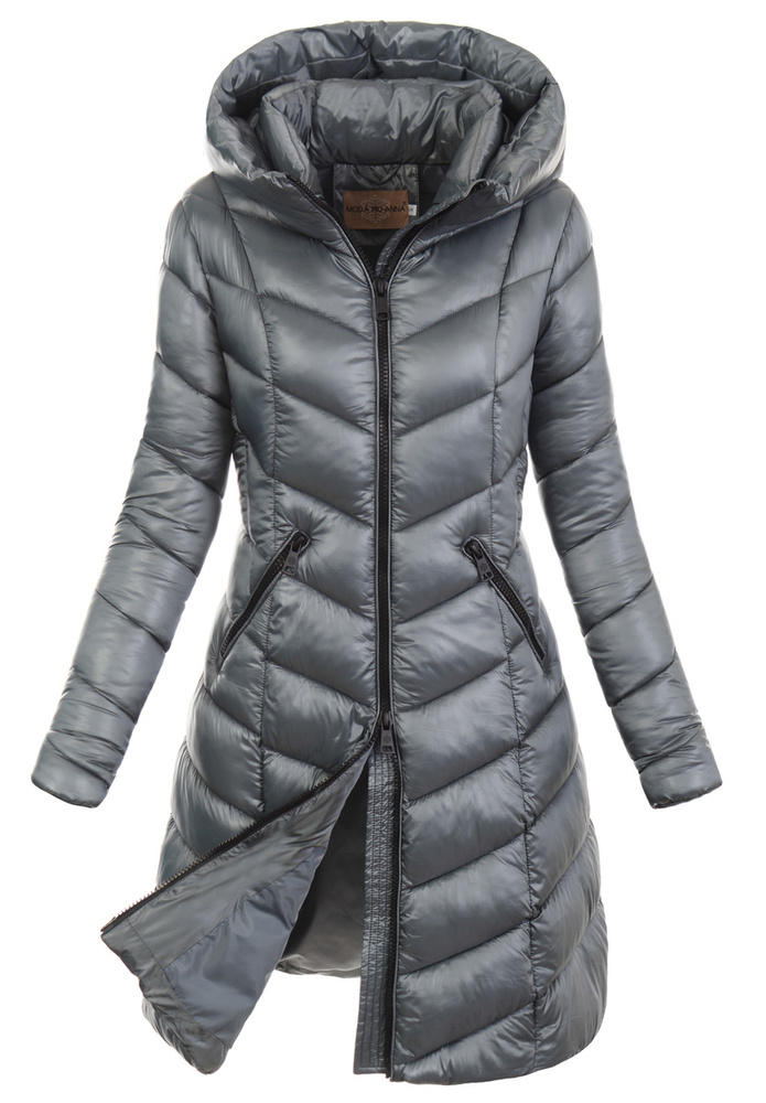 Damska Zimowa Ortalionowa Kurtka Grafitowa