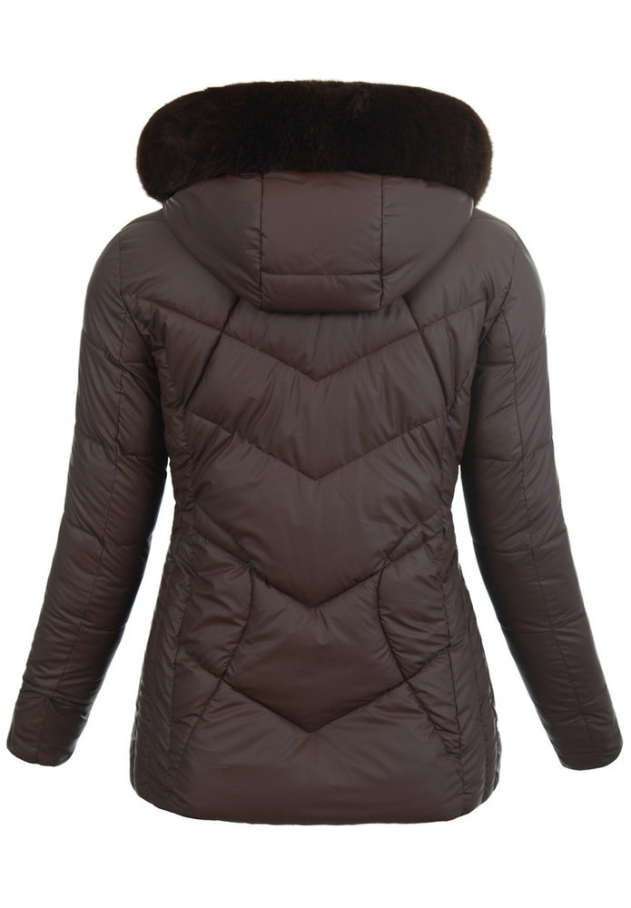 Damska Zimowa Ortalionowa Kurtka Brązowy