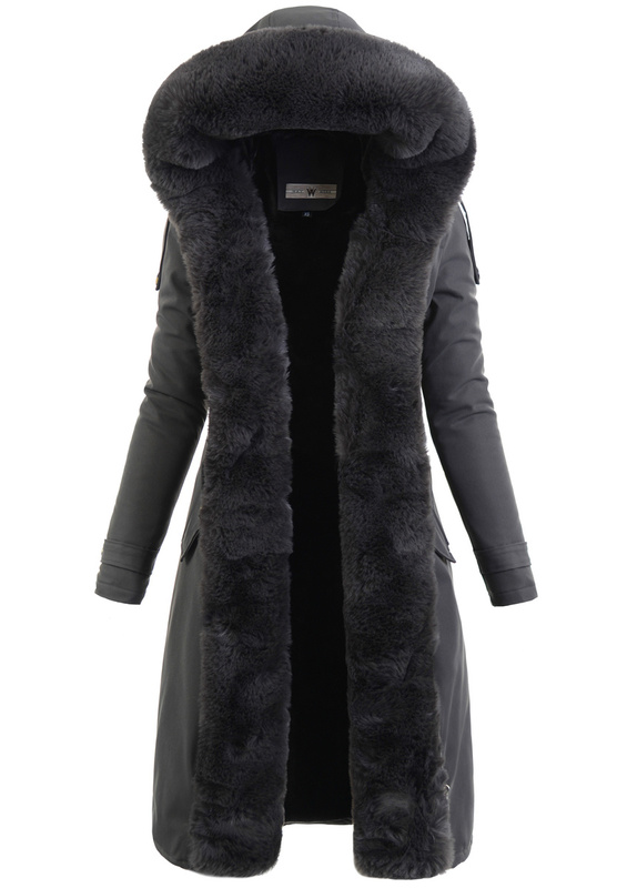 Damska Parka Kurtka Zimowa Szara