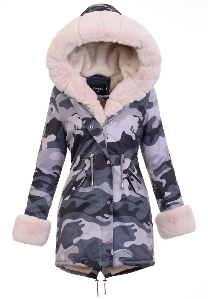 Damska Parka Kurtka Zimowa Moro