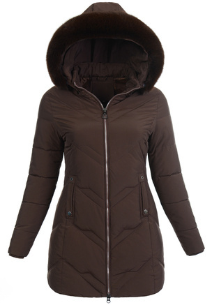 Damska Zimowa Ortalionowa Kurtka Brązowa