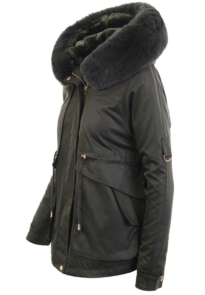 Damska Zimowa Parka Kurtka Zielona