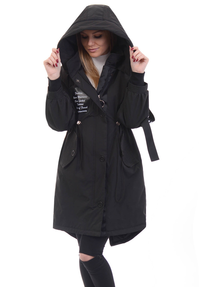 Damska Parka Wiosenna Czarna