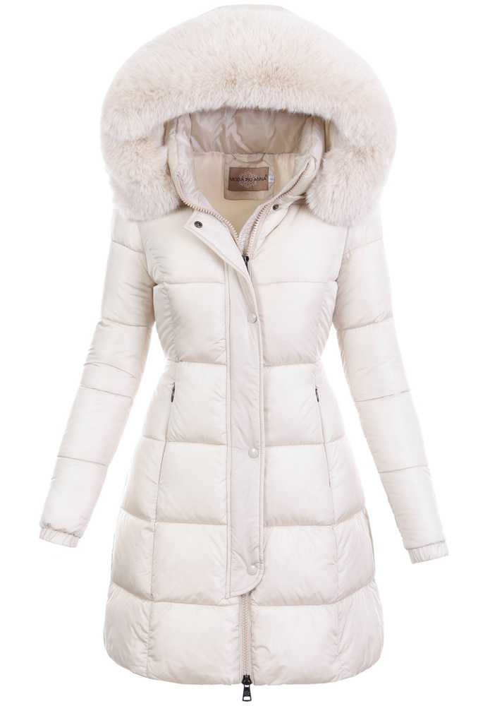 Damska Zimowa Ortalionowa Kurtka Ecru