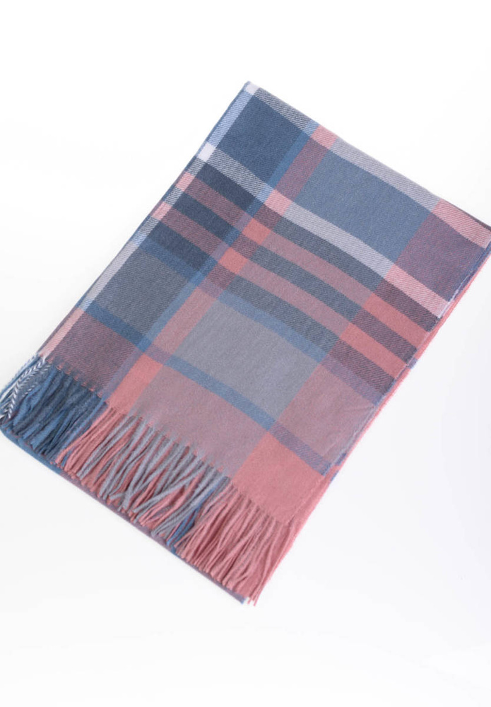 Szal Damski W Kratę Szaro- Różowy