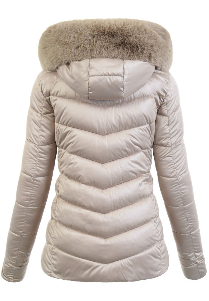 Damska Parka Kurtka Zimowa Beżowa