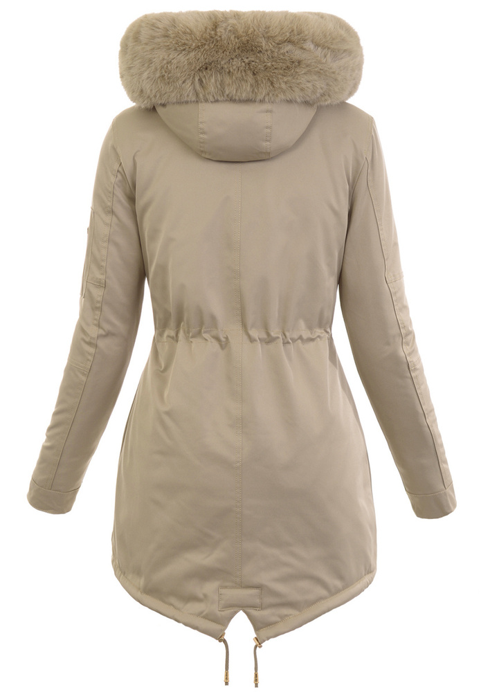 Damska Parka Kurtka Zimowa Beżowa