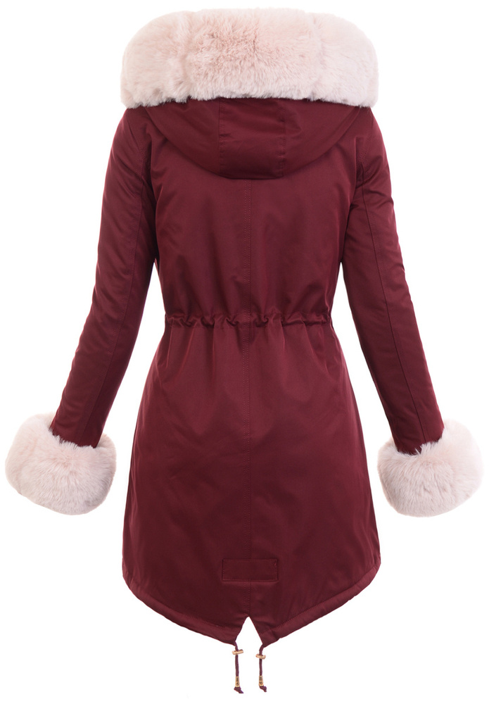 Damska Parka Kurtka Zimowa Bordowa