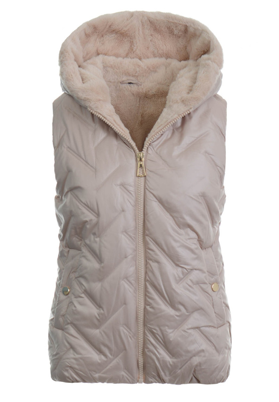 Damska Kamizelka Bezrękawnik Beżowy