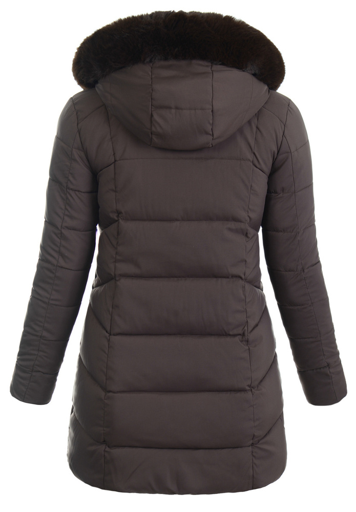 Damska Zimowa Ortalionowa Kurtka Brązowa