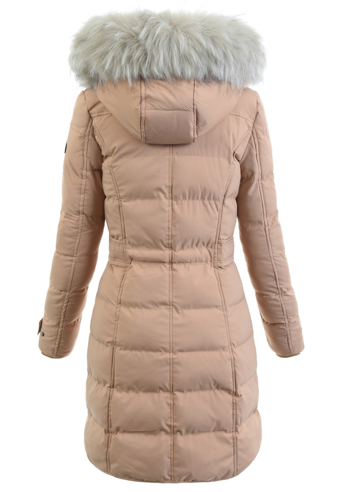 Damska Zimowa Ortalionowa Kurtka Beżowa