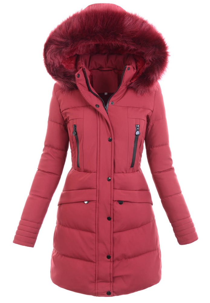 Damska Zimowa Kurtka Bordowa