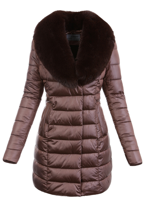 Damska Zimowa Ortalionowa Kurtka Brązowa