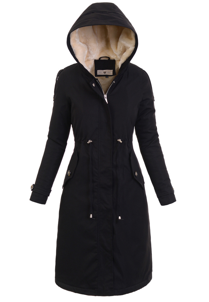 Damska Parka Kurtka Zimowa Czarna