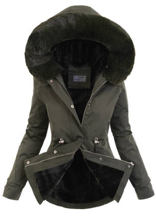 Damska Parka Kurtka Zimowa Khaki