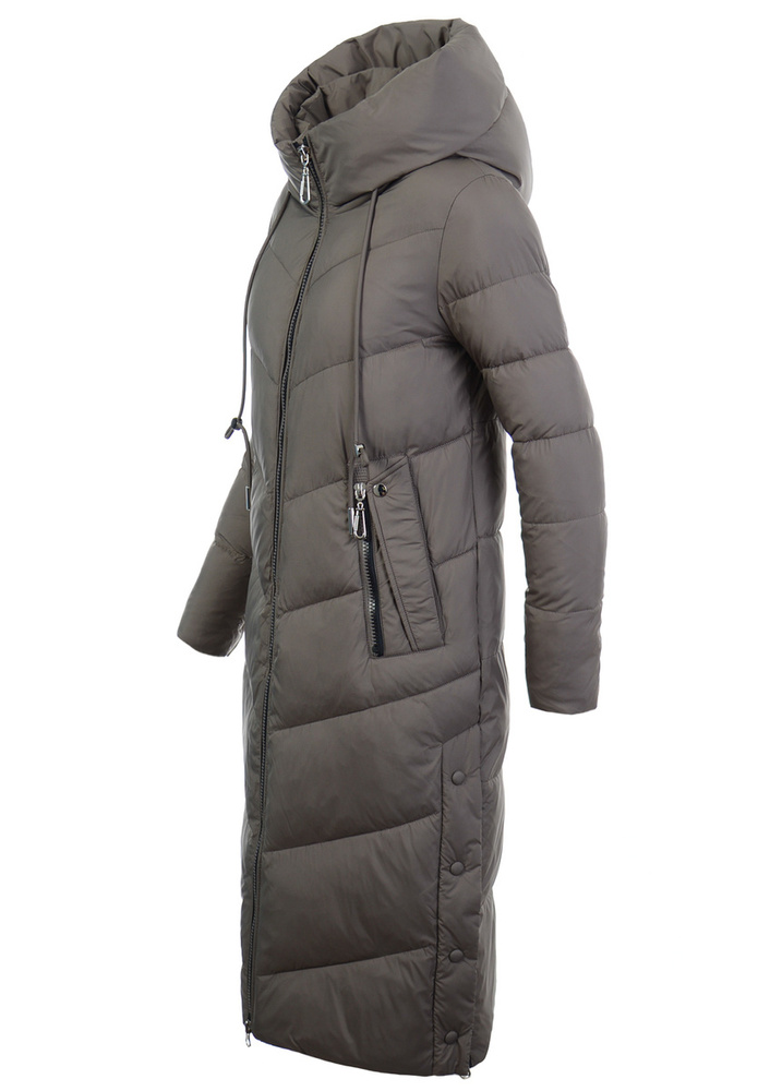 Damska Zimowa Ortalionowa Kurtka Brązowa