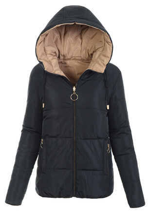 Damska Zimowa Ortalionowa Kurtka Dwustronna Czarna