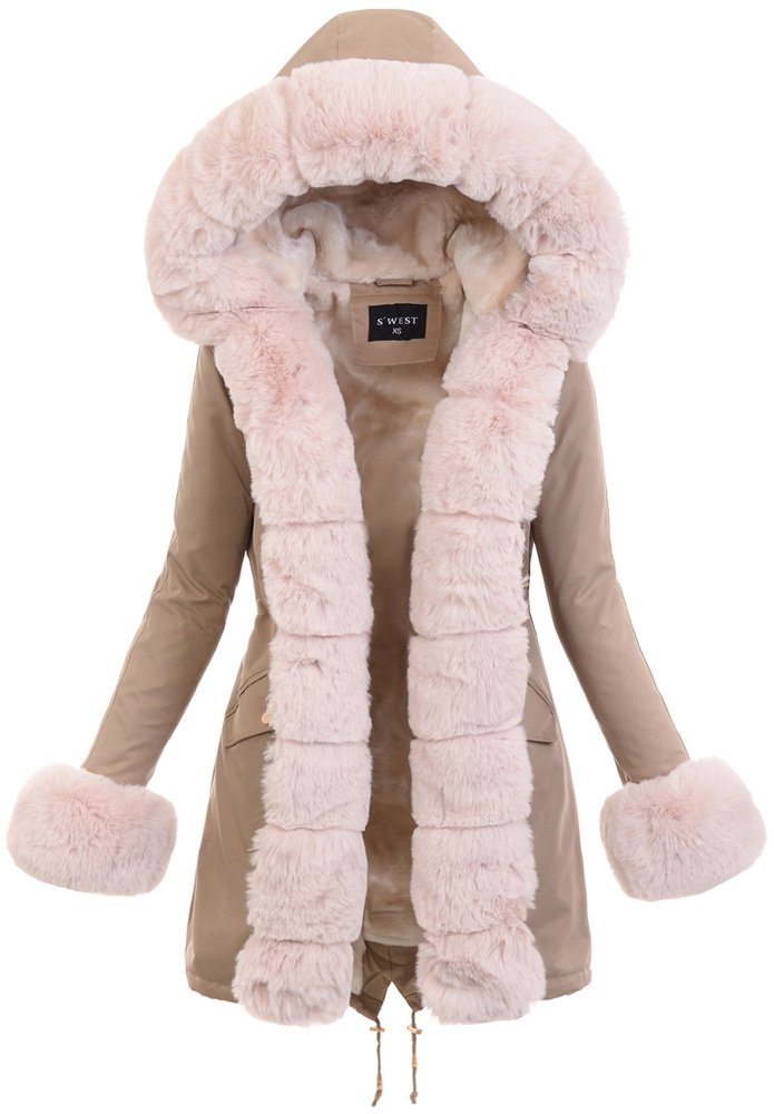 Damska Parka Kurtka Zimowa Beżowa