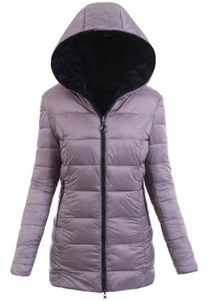 Damska Zimowa Dwustronna Kurtka Czarna