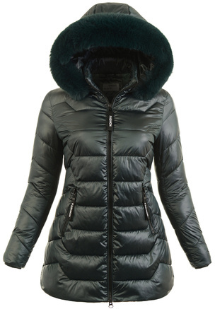 Damska Zimowa Ortalionowa Kurtka Zielona