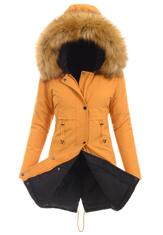 Damska Parka Kurtka Zimowa Camel