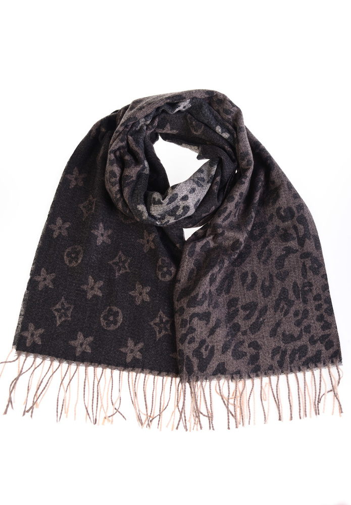 Szal Damski W Panterkę Brązowo Czarny
