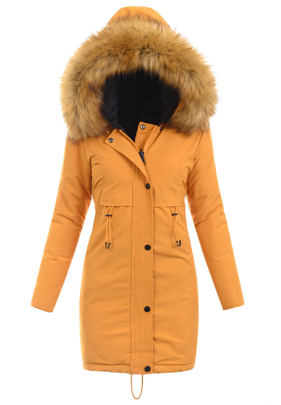 Damska Parka Kurtka Zimowa Camel