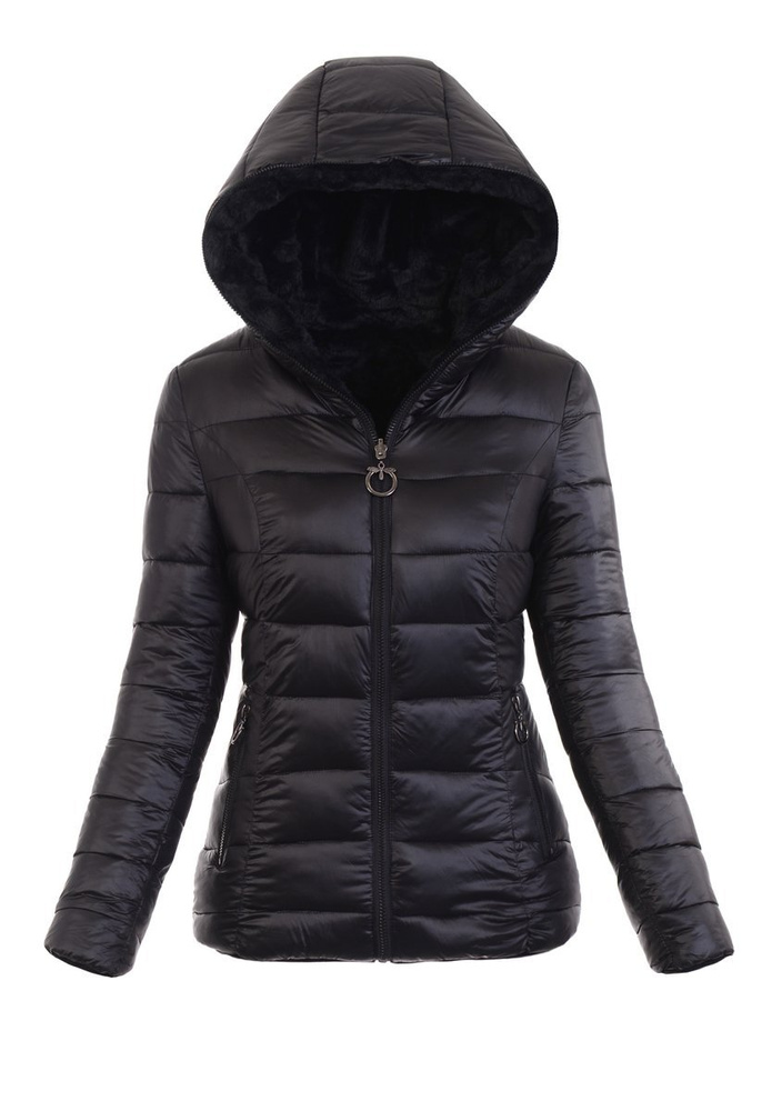 Damska Zimowa Ortalionowa Kurtka Czarna