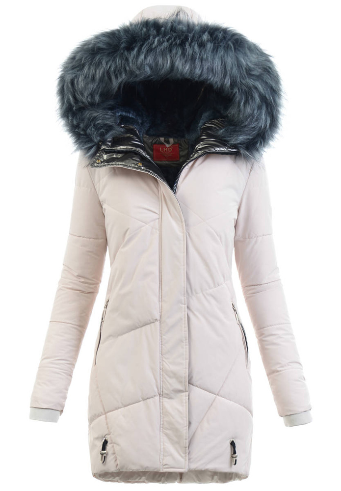 Damska Zimowa Ortalionowa Kurtka Jasnobeżowa