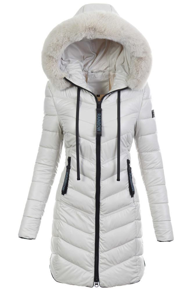 Damska Zimowa Ortalionowa Kurtka Ecru