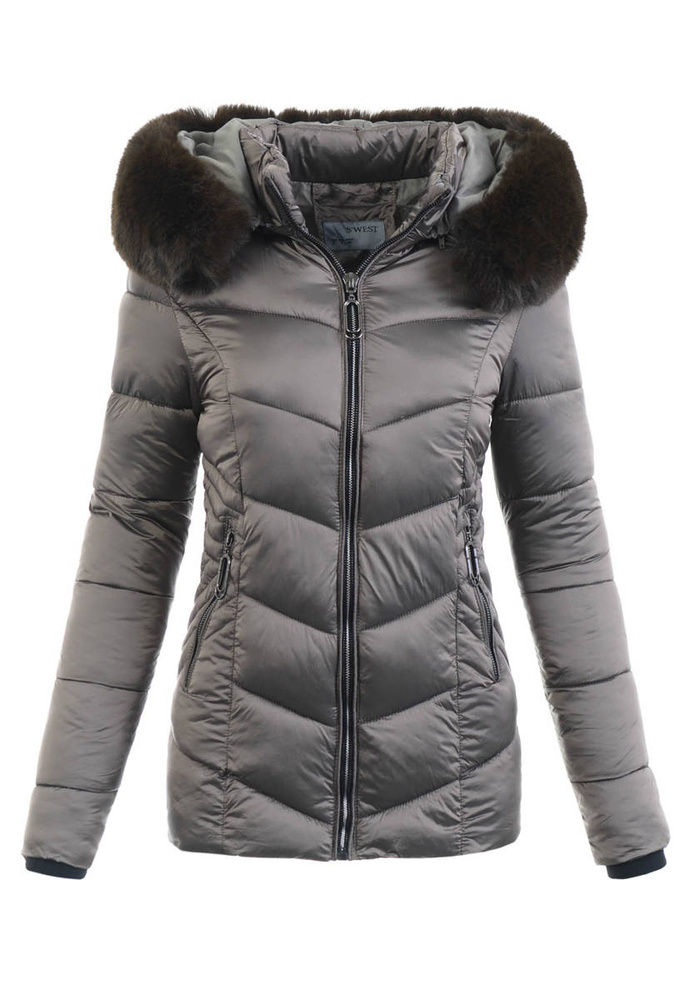 Damska Ortalionowa Zimowa Kurtka Brązowa