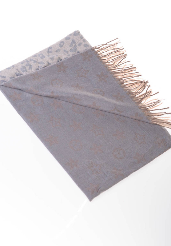 Szal Damski W Panterkę Brązowo Niebieski