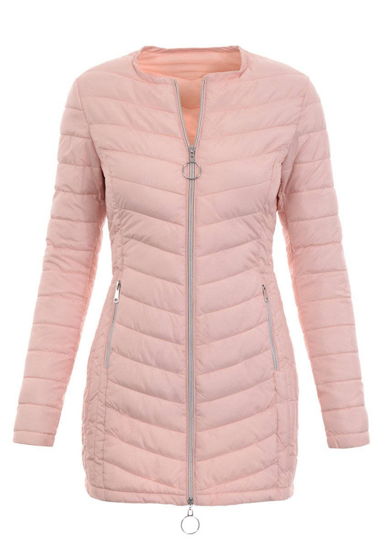 Damska Wiosenna Ortalion Kurtka Pudrowy Róż