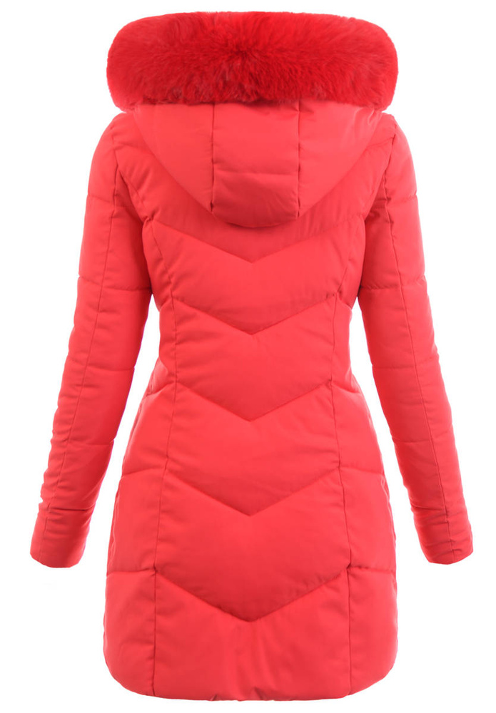 Damska Zimowa Ortalionowa Kurtka Czerwona