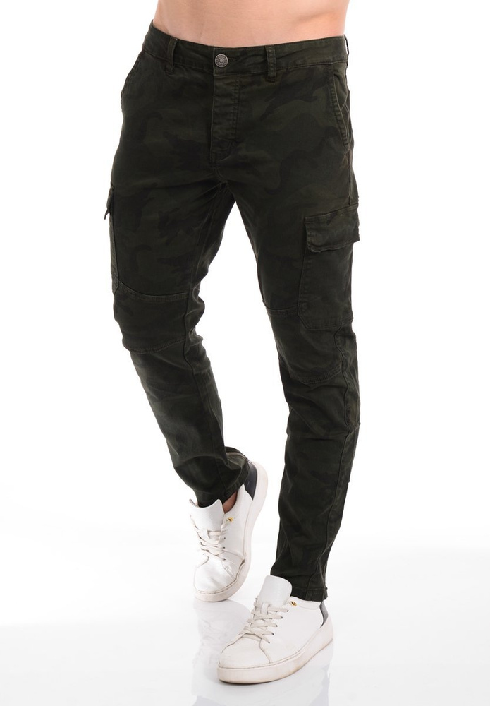 Męskie Spodnie Suwaki Moro Zielone