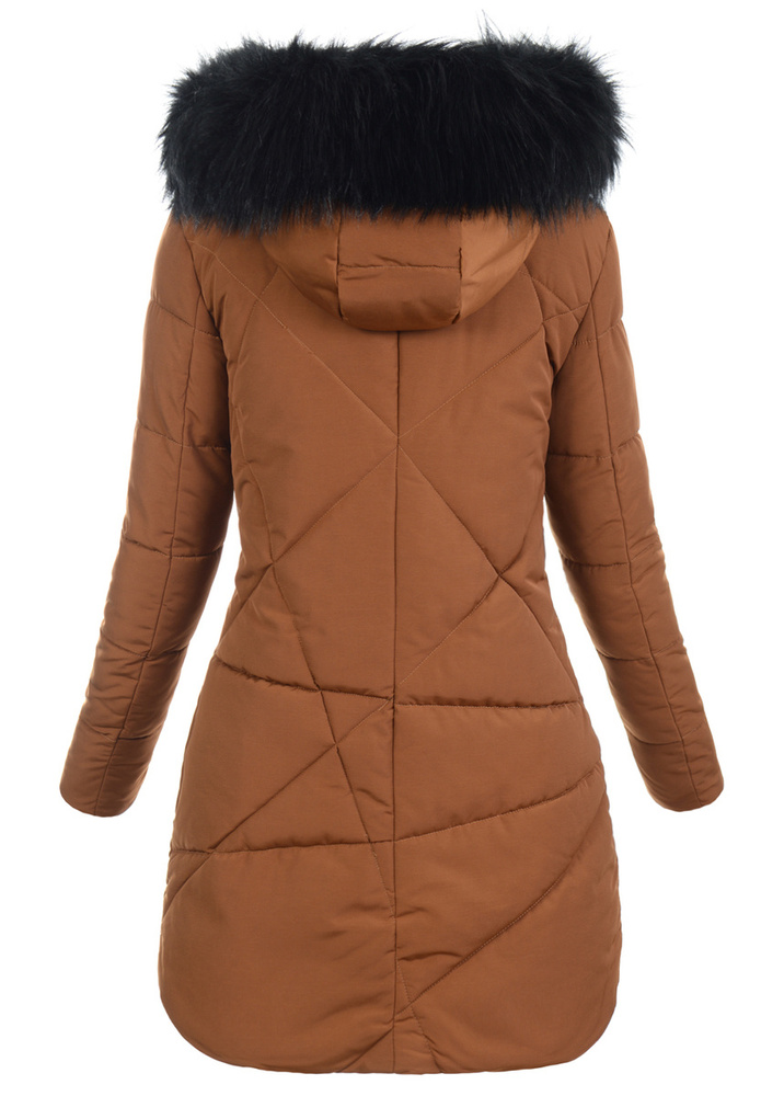 Damska Zimowa Ortalionowa Kurtka Brązowa