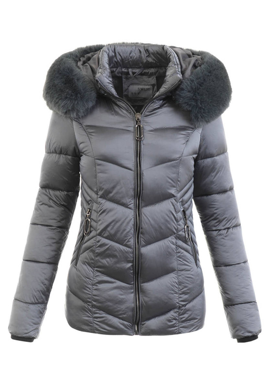 Damska Ortalionowa Zimowa Kurtka Granatowa