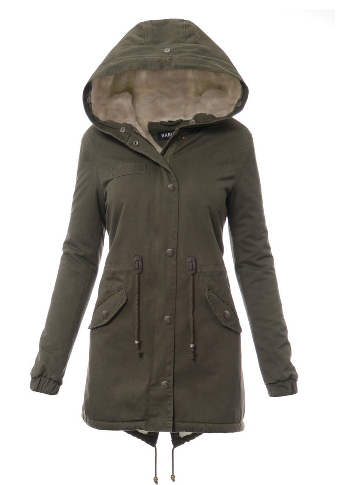 Damska Parka Kurtka Zimowa Futro Zielona
