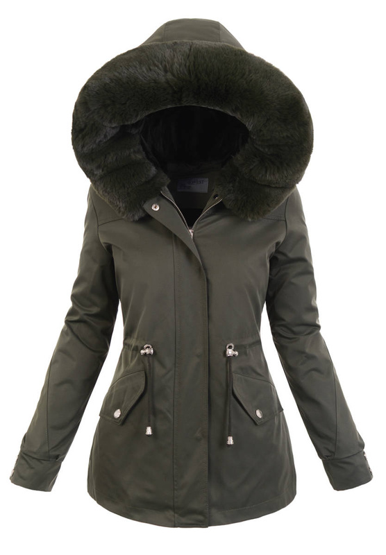 Damska Parka Kurtka Zimowa Khaki