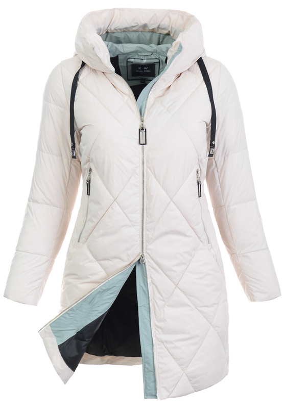 Damska Zimowa Ortalionowa Kurtka Beżowa