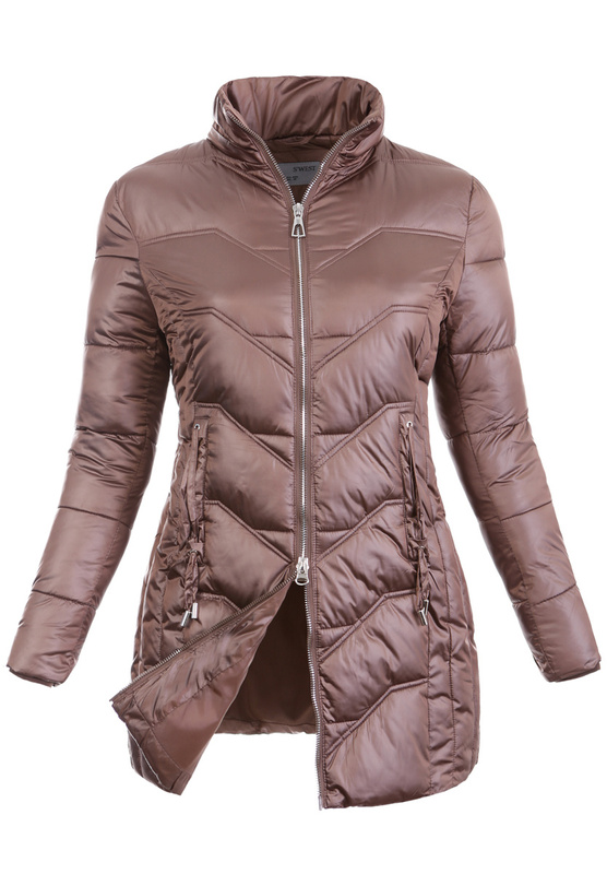 Damska Zimowa Ortalionowa Kurtka Brązowa