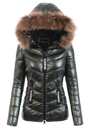 Damska Zimowa Ortalionowa Kurtka Zielona