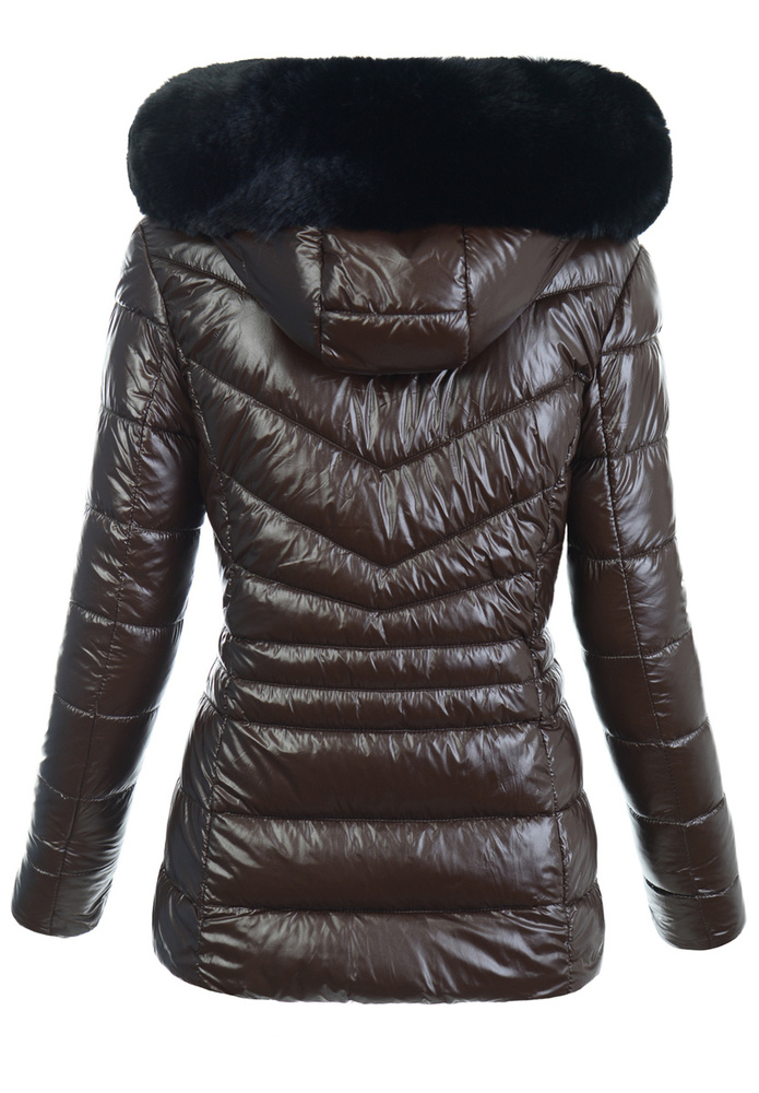 Damska Zimowa Ortalionowa Kurtka Brązowa