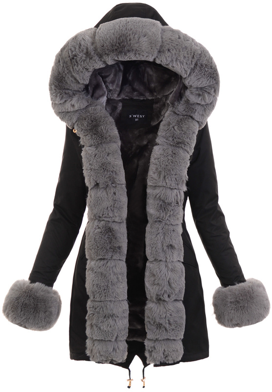 Damska Parka Kurtka Zimowa Czarna