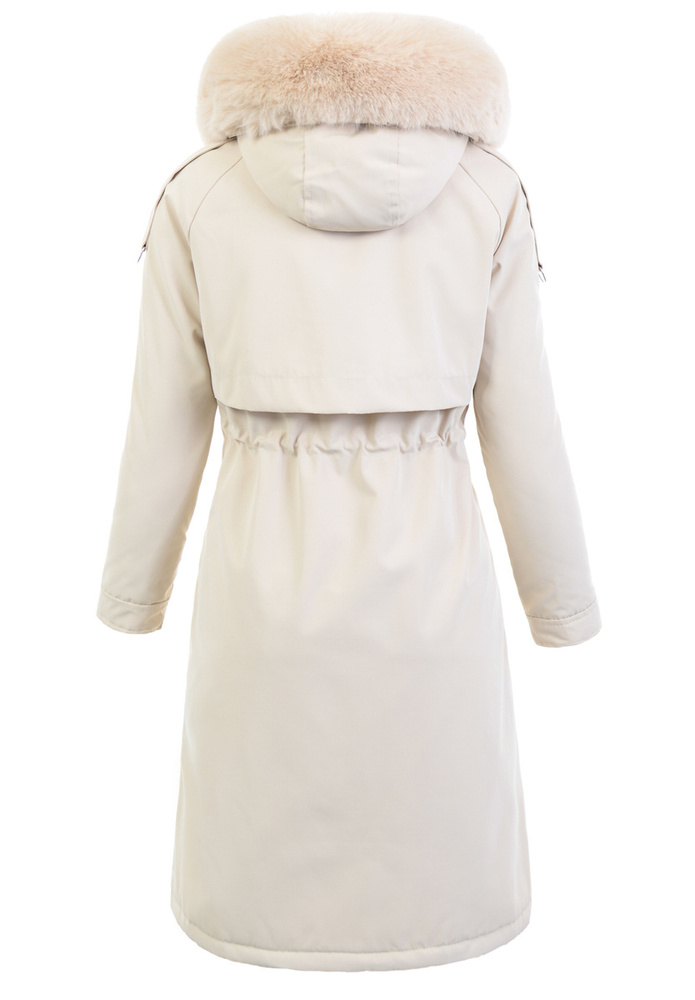 Damska Zimowa Ortalionowa Kurtka Beżowa